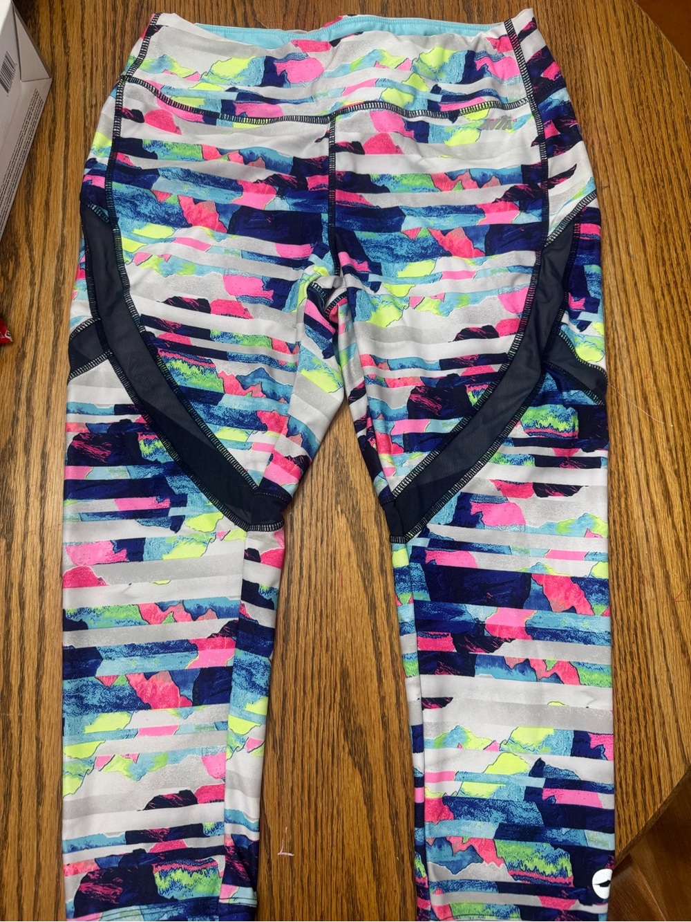 Womens Multi-Color Athletic Leggings - Neon Stripe Print